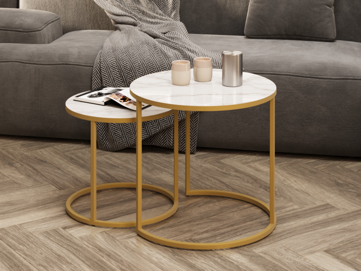 Стол журнальный SLINE Верона керамогранит 40/50 белый глянец - фото 1