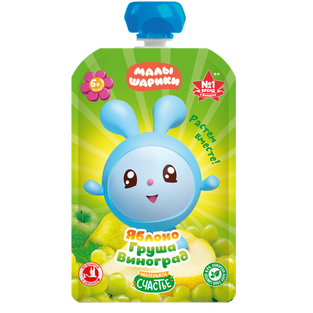 Пюре Малышарики Яблоко-груша-виноград с 6 мес 85 г