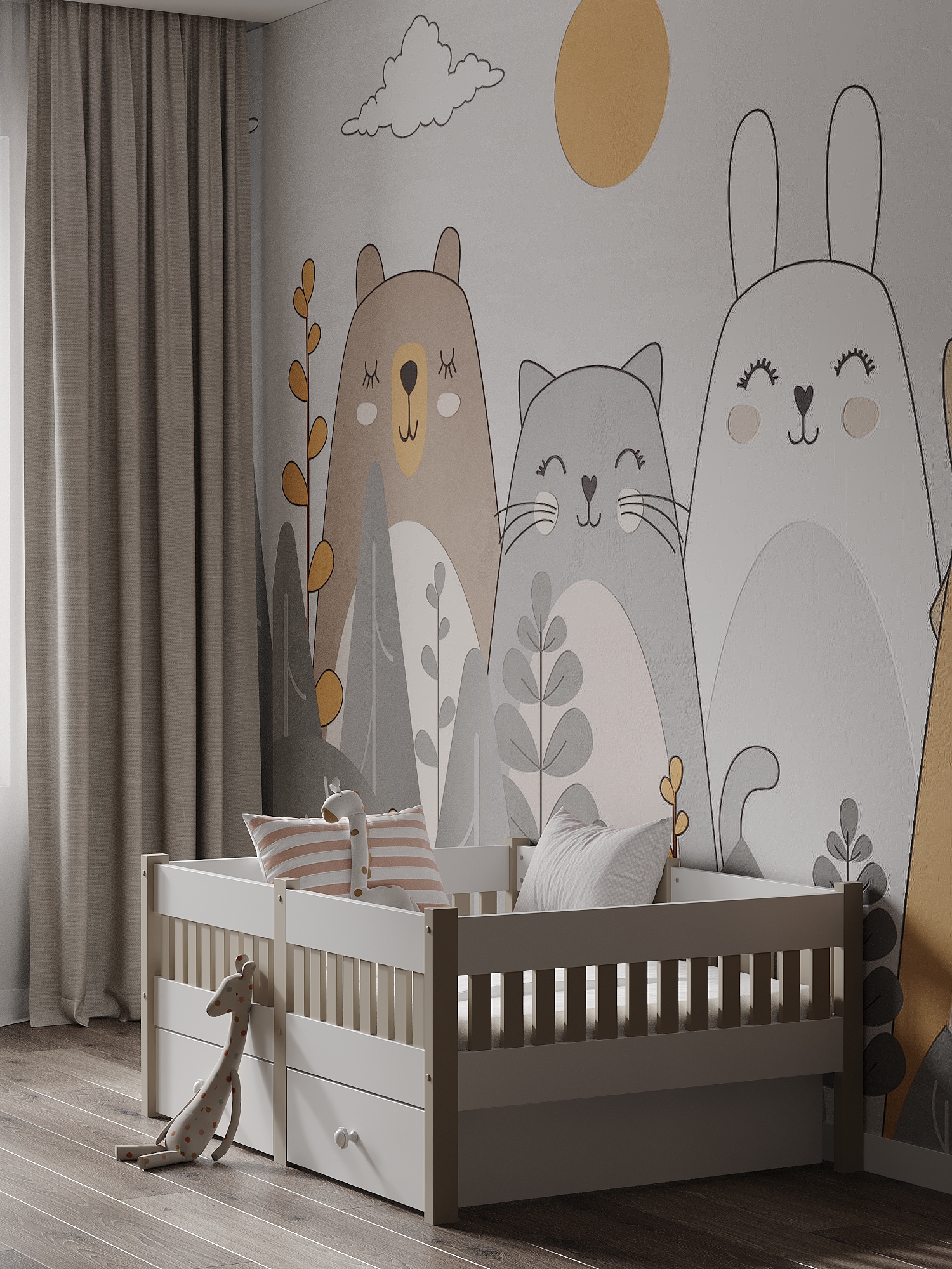 Кровать Moms charm Бортики (белый, бежевый) - фото 12