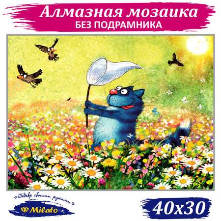 Алмазная мозаика Милато На лугу с сачком
