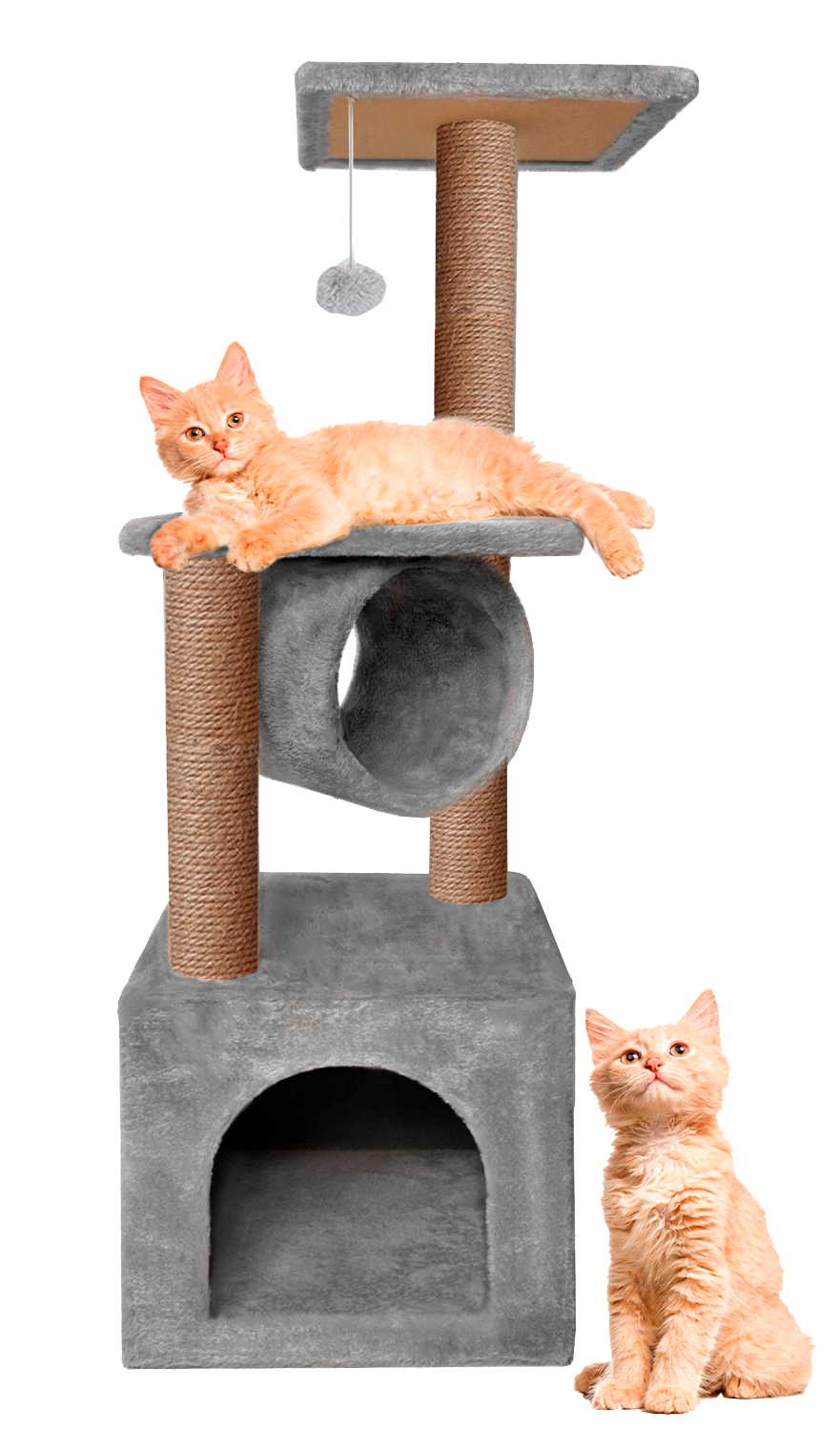 Домик для кошки с когтеточкой Pet БМФ Серый - фото 2