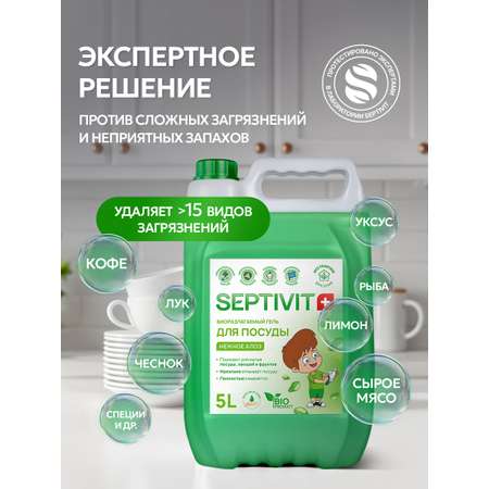 Средство для мытья посуды SEPTIVIT Нежное алое 5л