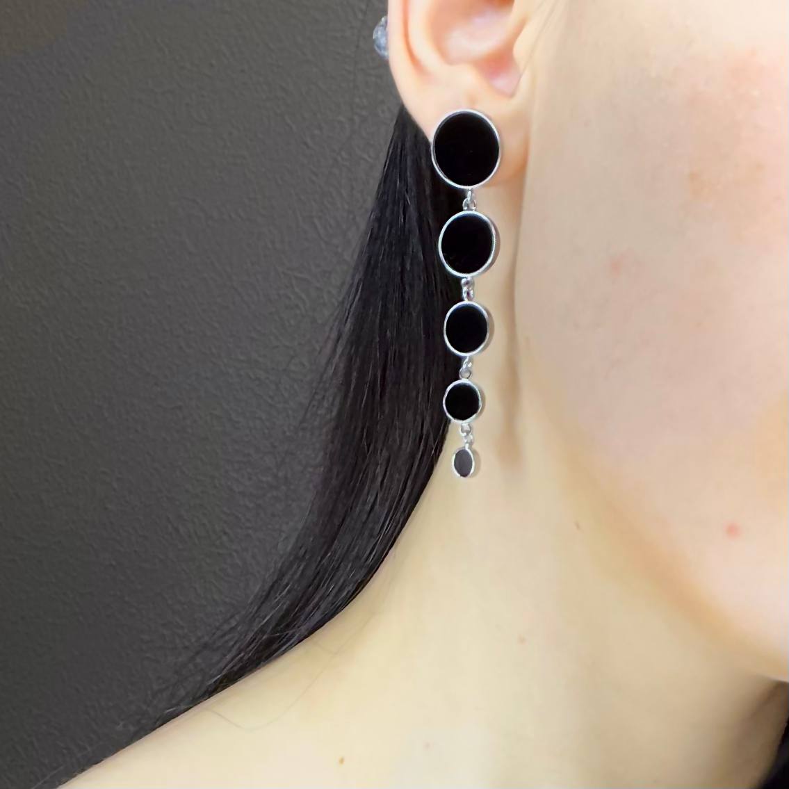 Серьги Homely Пять капель Silver/Black Jewelry8 - фото 3