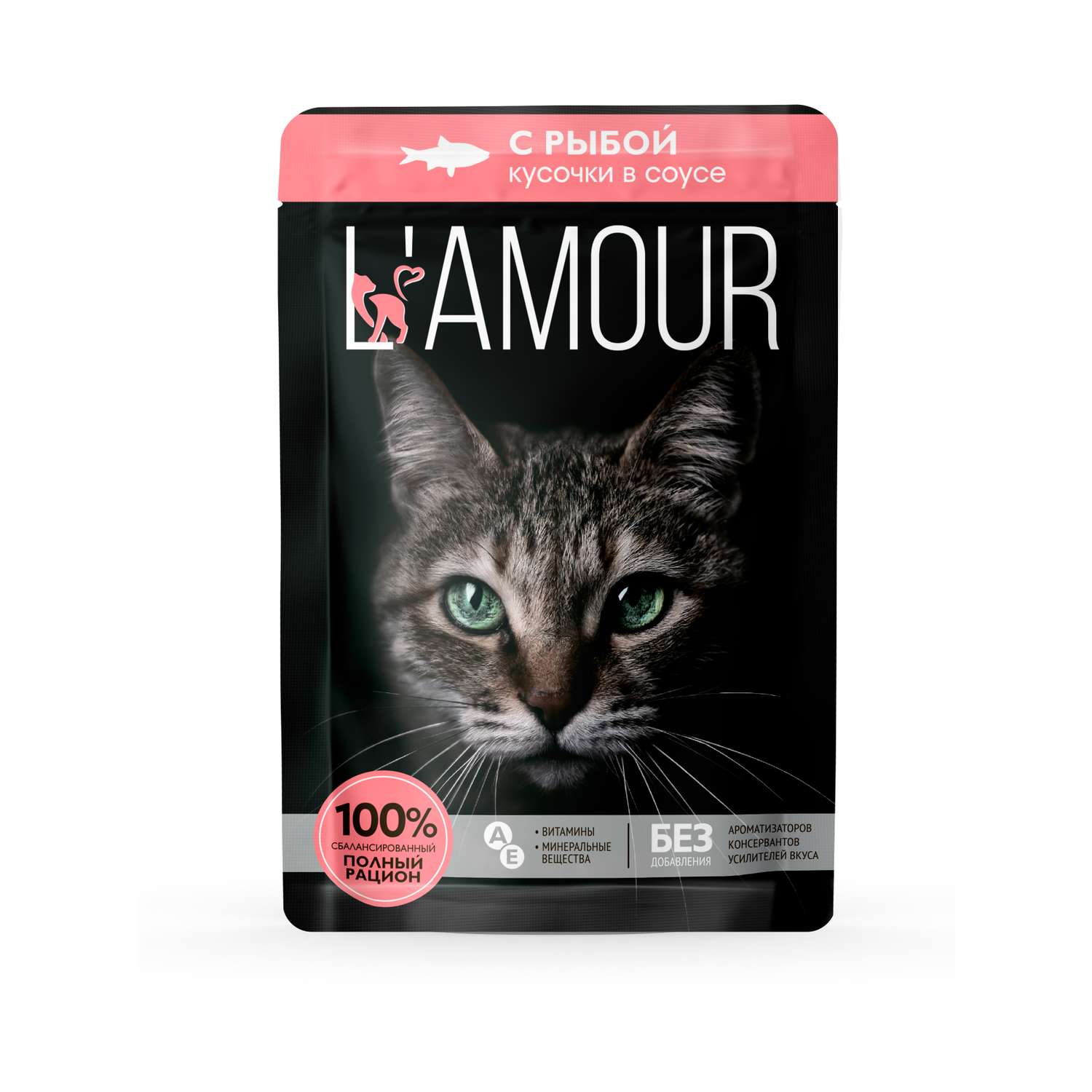 Корм для кошек LAMOUR влажный с рыбой в соусе 75г - фото 1