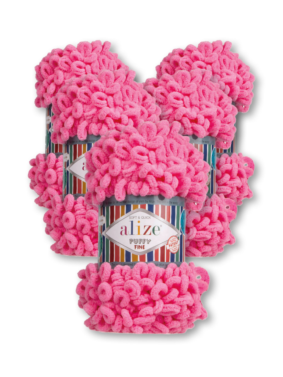 Пряжа для вязания Alize puffy fine 100 г 14.5 м микрополиэстер фантазийная мягкая 121 леденец 5 мотков - фото 12