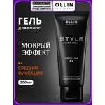 Гель для укладки волос Ollin STYLE средней фиксации мокрый эффект 200 мл