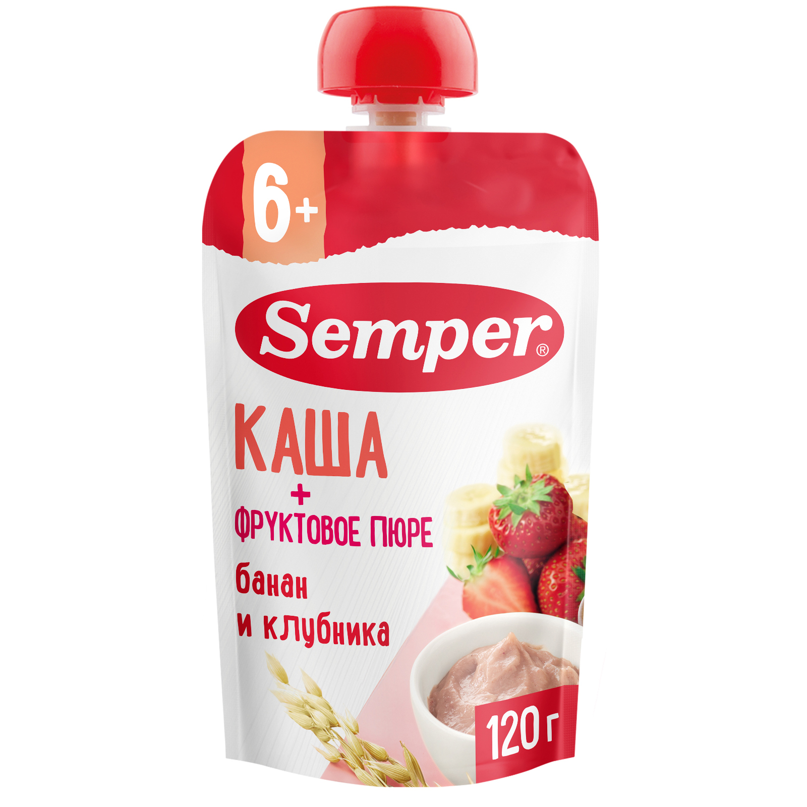 Пюре Semper Каша-банан-клубника с 6 мес 120 г - фото 1