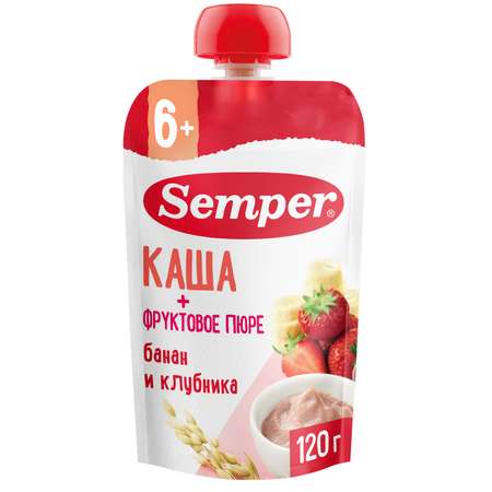 Пюре Semper Каша-банан-клубника с 6 мес 120 г