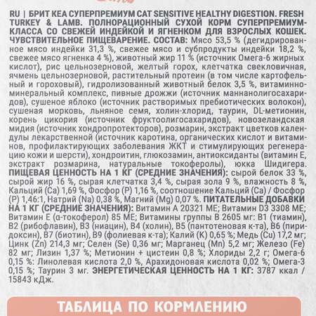 Корм для кошек Brit Кеа Sensitive healthy digestion с индейкой и ягненком 7кг