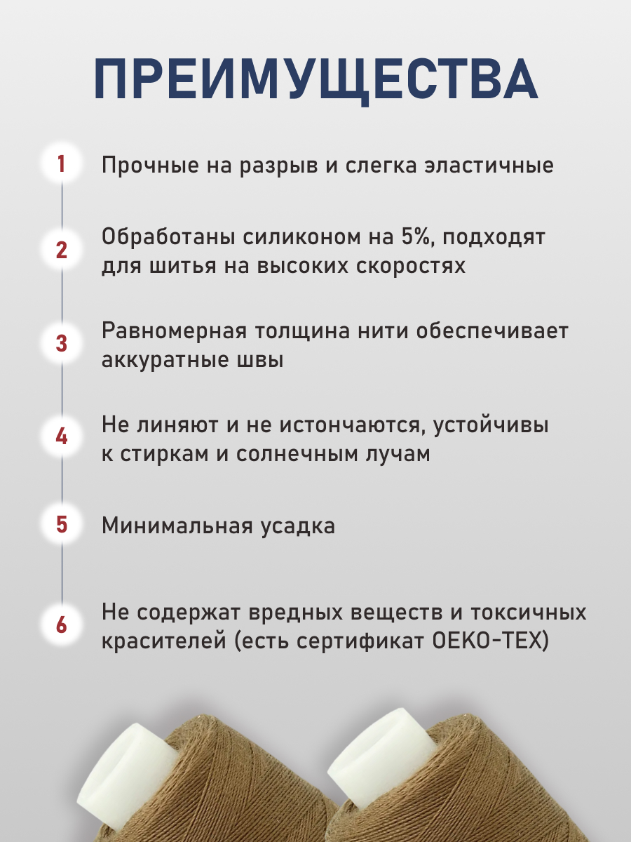 Нитки для шитья 40/2 Bestex 10шт цв 170 - фото 3