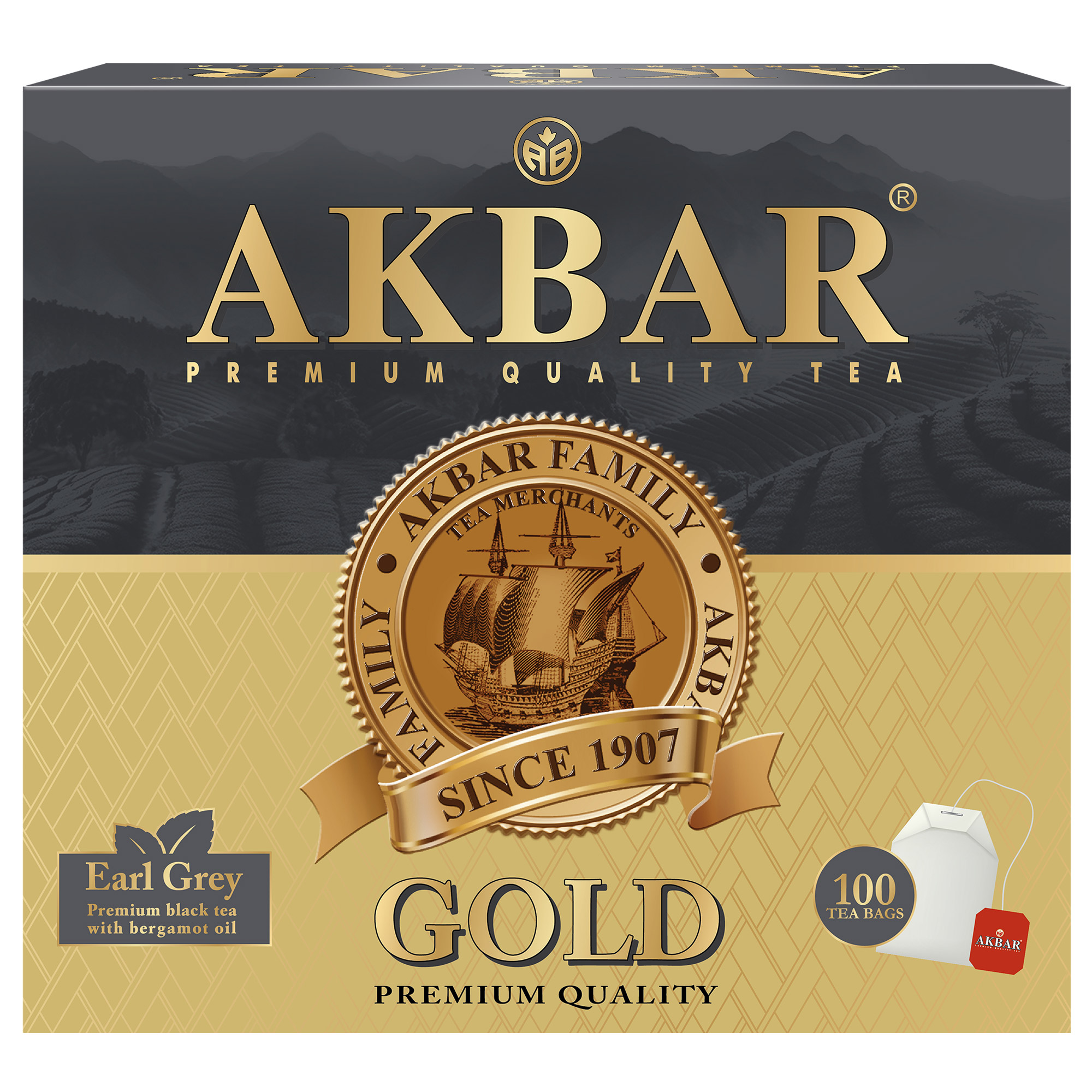 Чай Akbar Черный с Бергамотом Граф Грей Голд 100 пакетов - фото 2
