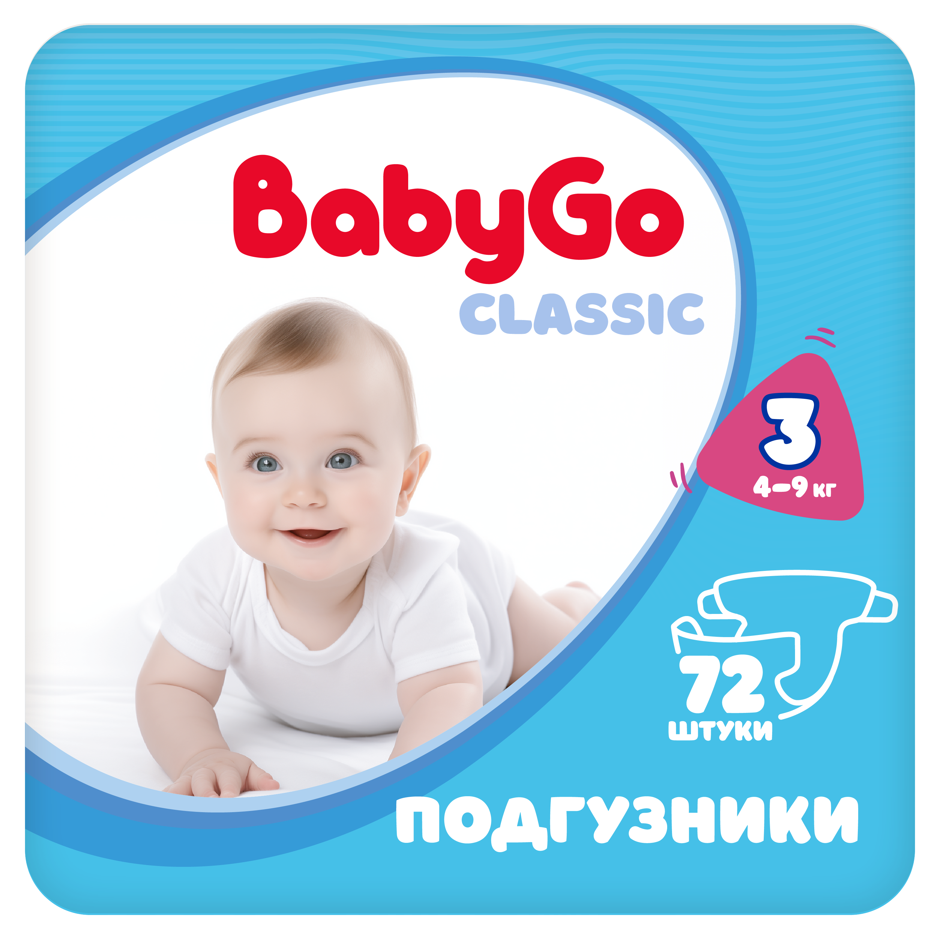 Подгузники BabyGo Classic 3 (4-9 кг) 72 шт. - фото 1