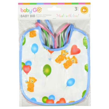 Нагрудник BabyGo клеенка 3 шт. в ассортименте