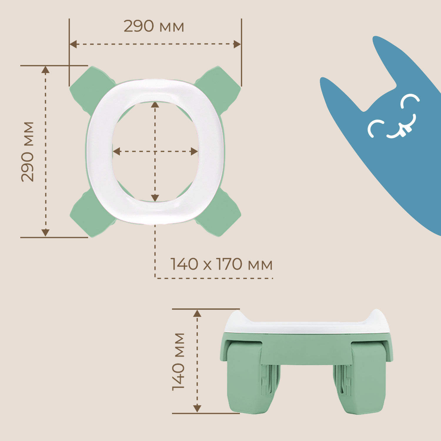 Горшок дорожный ROXY-KIDS HandyPotty 3 в 1 цвет оливковый/бежевый - фото 2