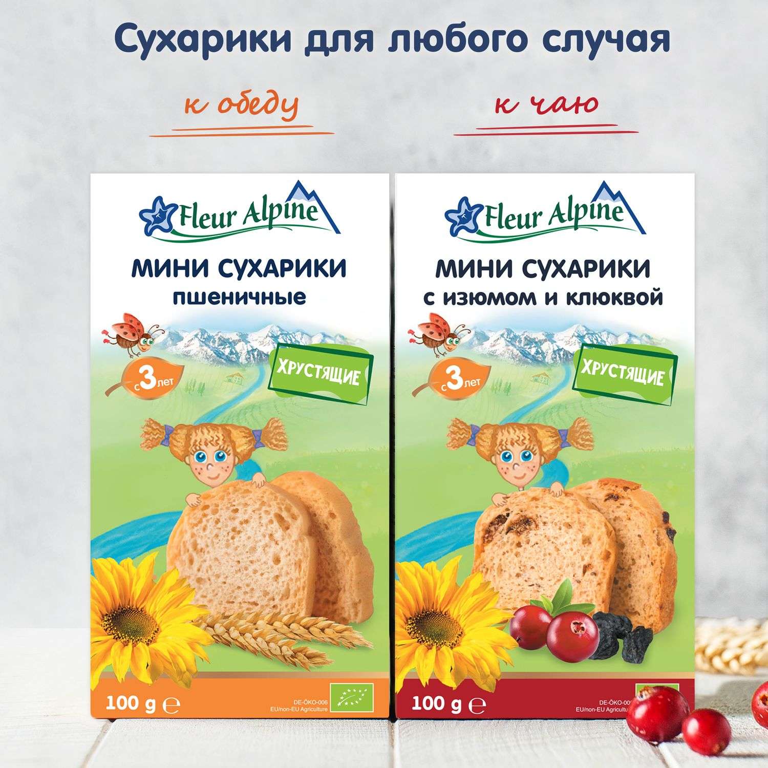 Сухарики Fleur Alpine Органик мини изюм-клюква 100г с 3лет - фото 6