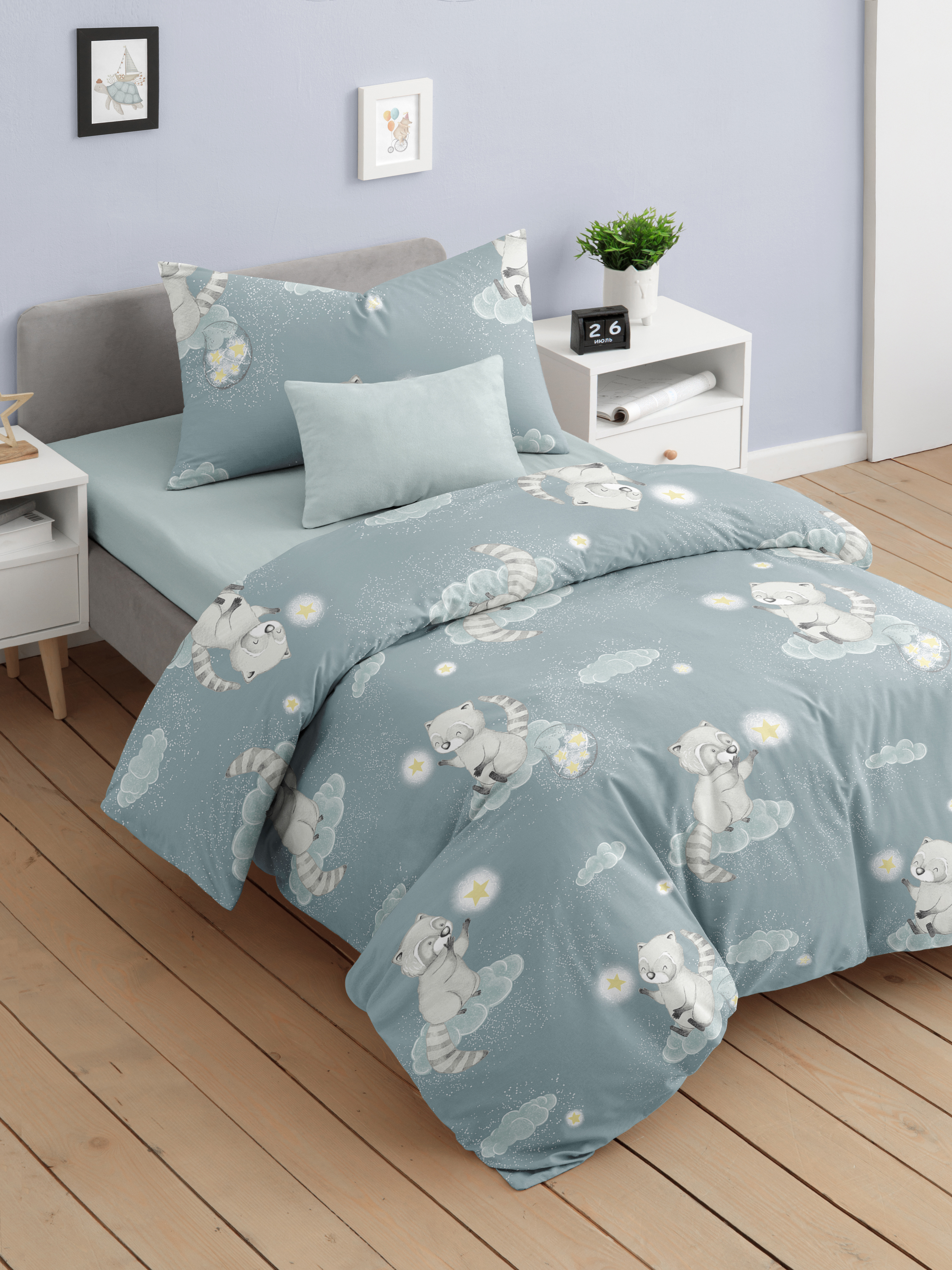 Комплект постельного белья Ночь Нежна Енотики полутораспальный 3 предм. - фото 5