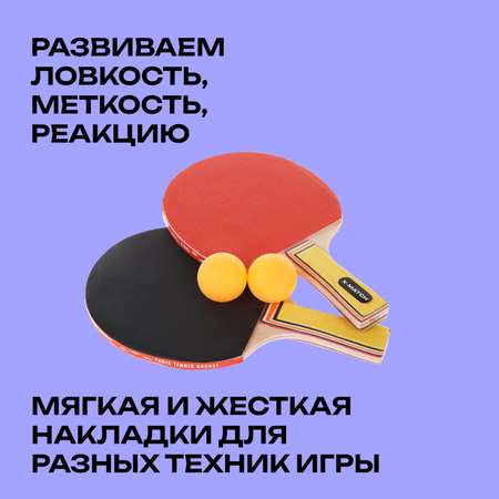 Набор для настольного тенниса X-Match ракетки 2 шт., шарики 2 шт. в чехле