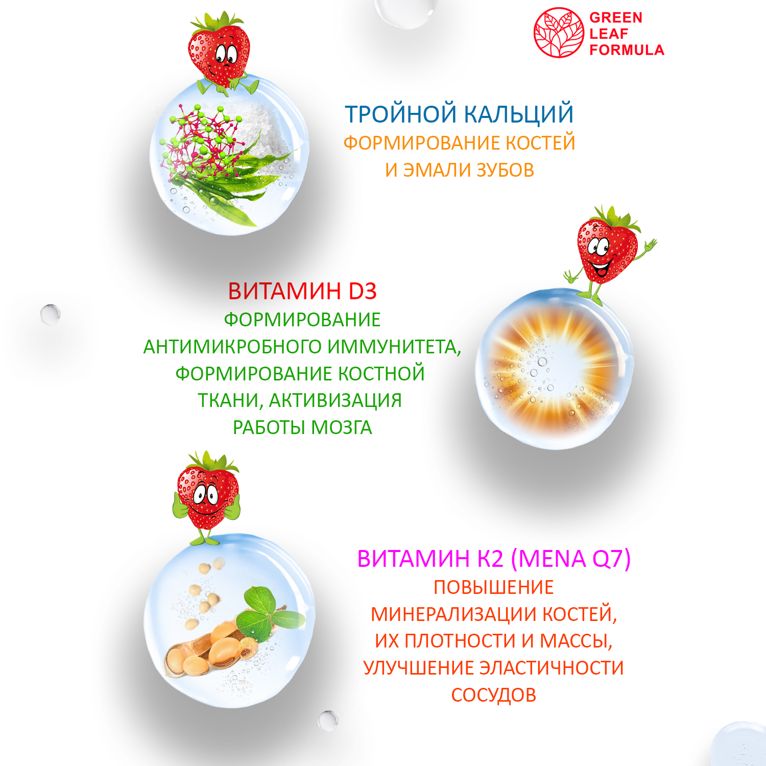 Кальций Д3 и витамин К2 Green Leaf Formula витамины для детей для беременных и кормящих женщин для костей и суставов 60 таблеток - фото 5