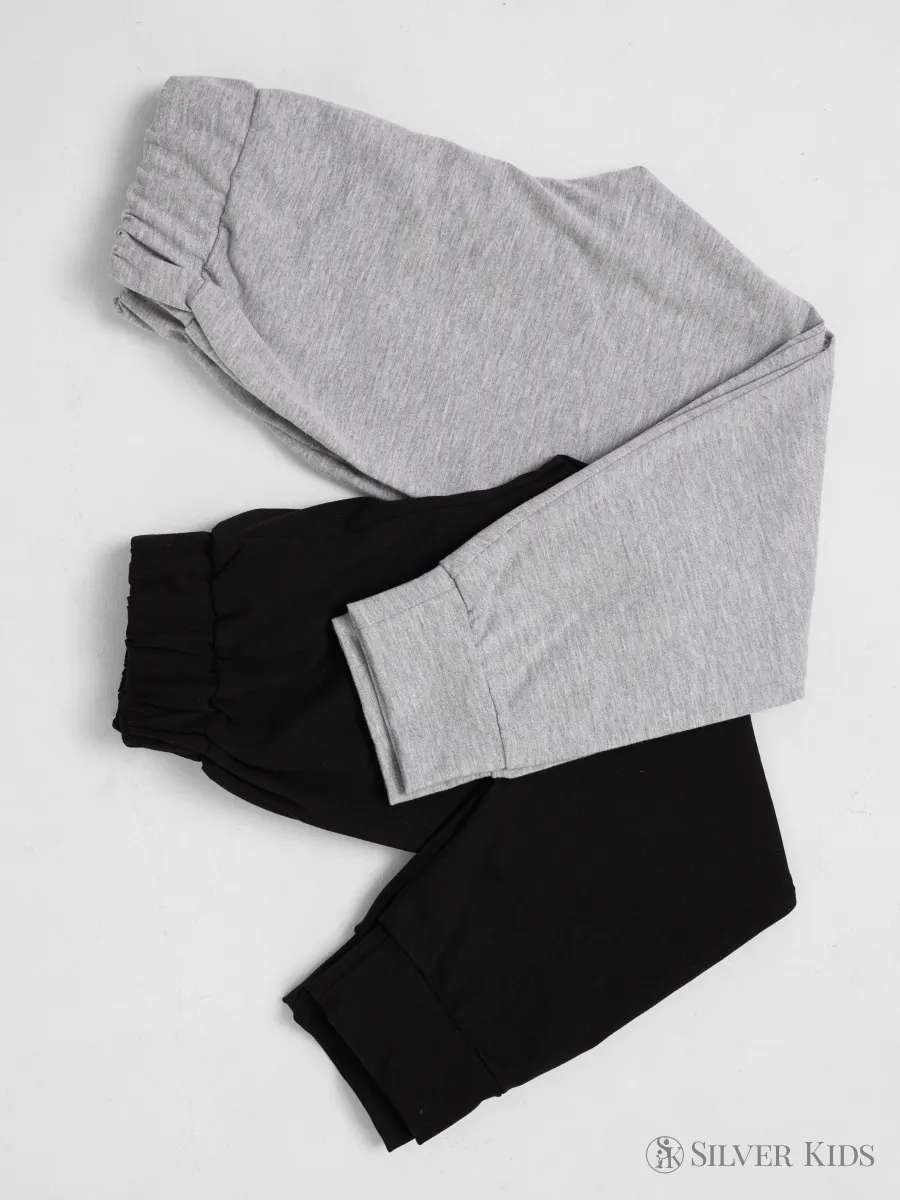 Брюки 2 шт Супер Пупс 2пр/штаны/черный/серый меланж - фото 26