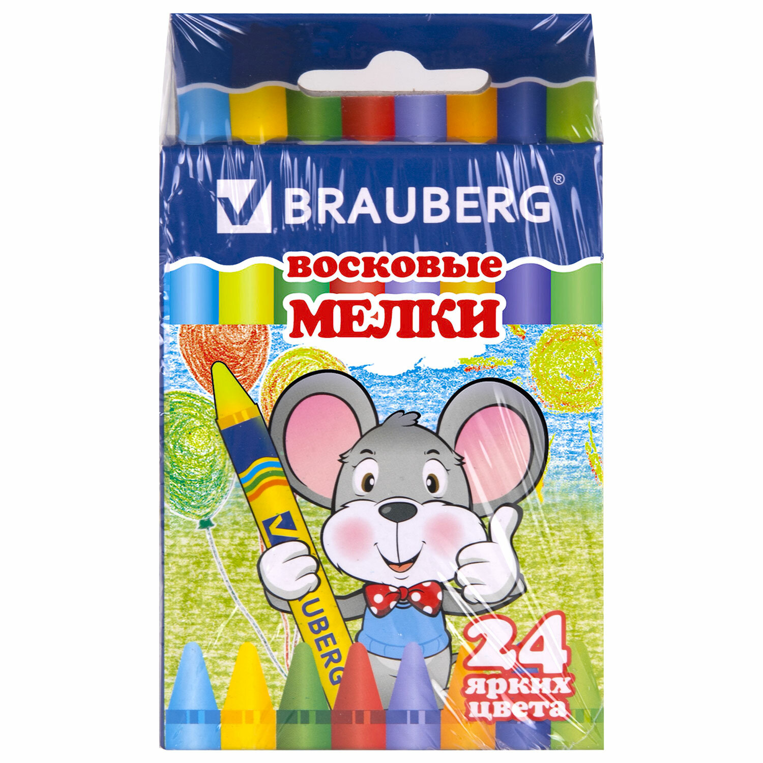 Восковые мелки Brauberg 24 шт. - фото 9