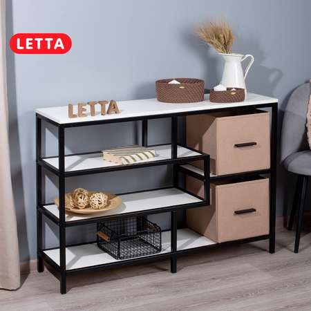 Стеллаж обувница LETTA Этажерка Trust Plus Цвет Белый Черный металл 1100х780hх300