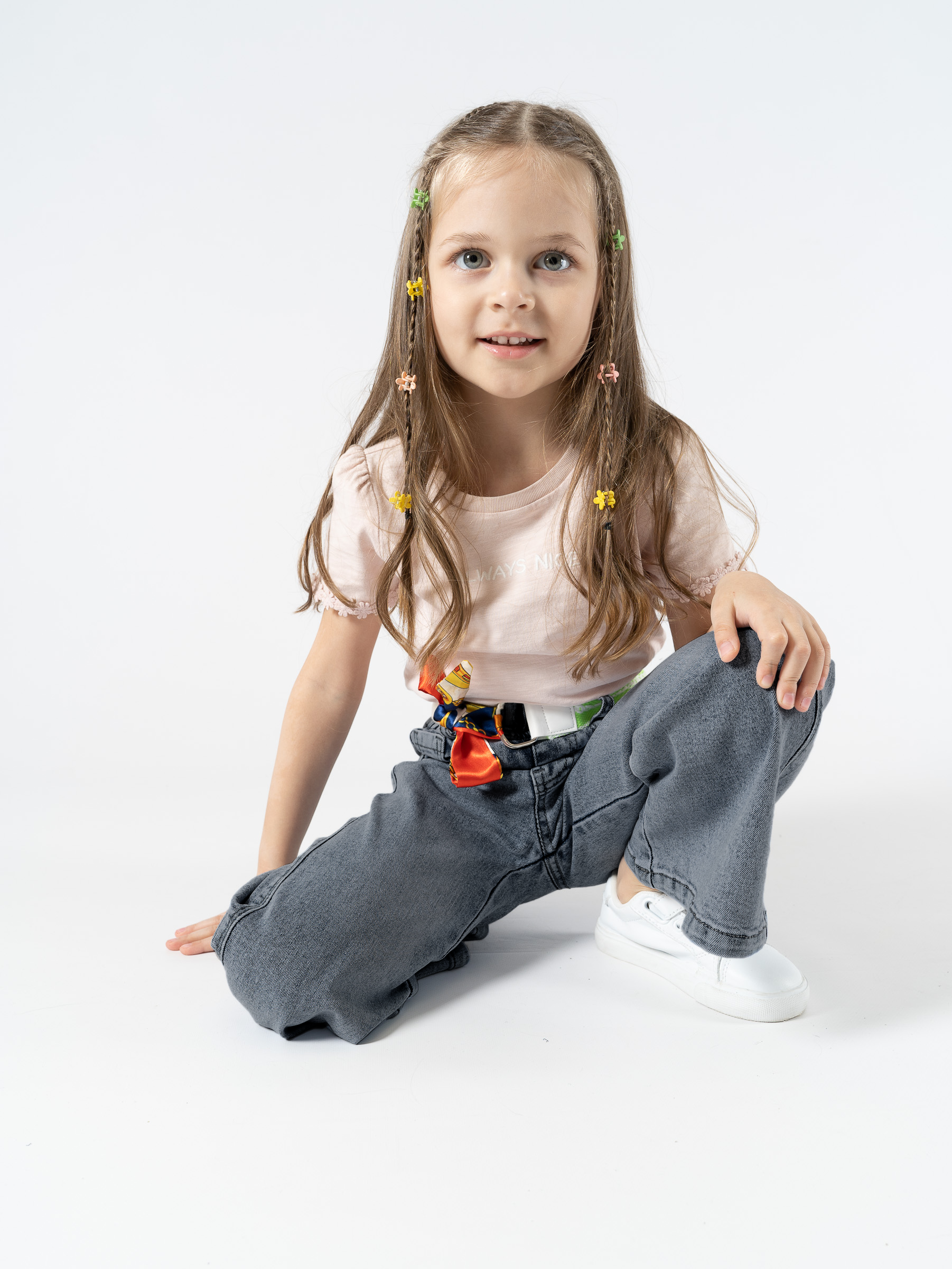 Джинсы TiGaDa джинсы/палаццо/девочки/серый/с ремешком - фото 2