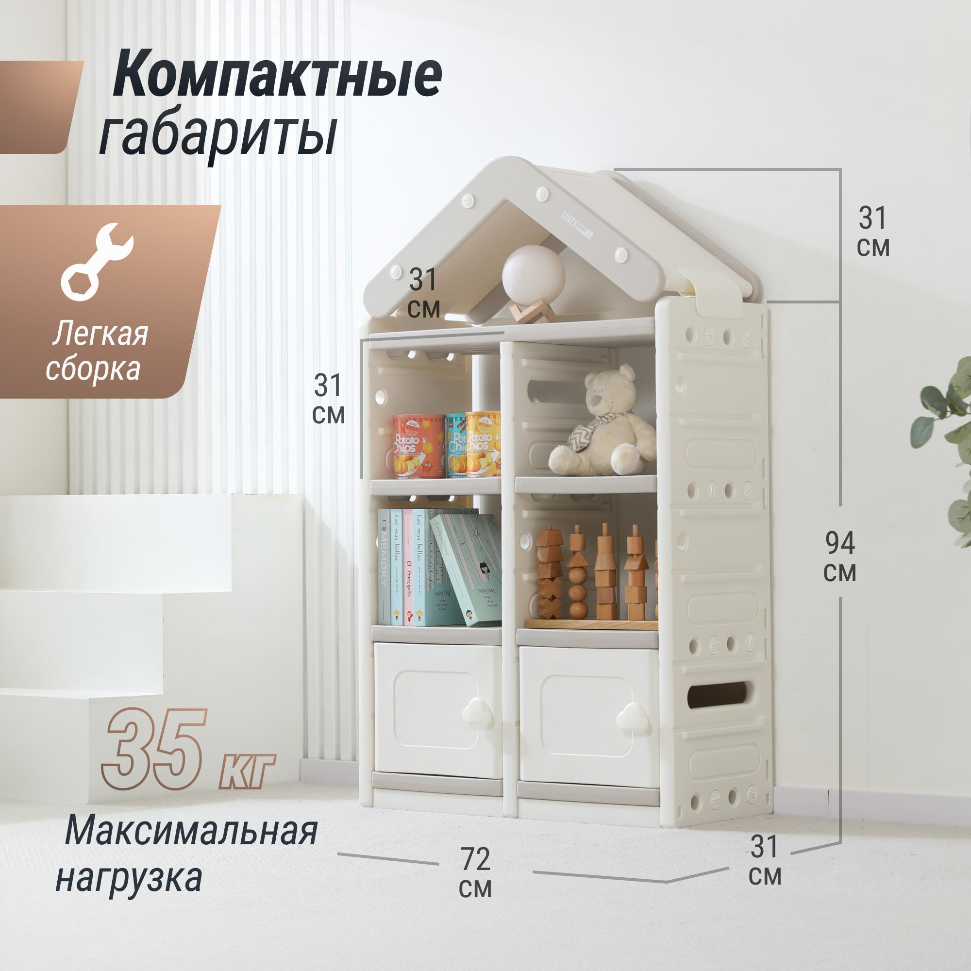 Стеллаж для игрушек UNIX Kids Домик/House 2 ящика - фото 2