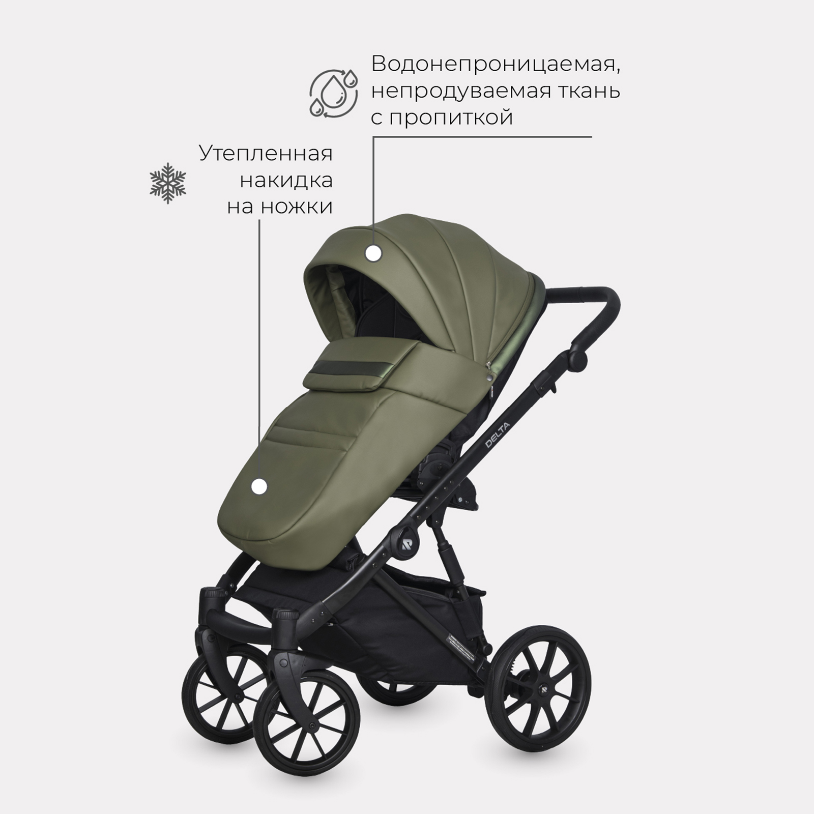 Коляска 2в1 Riko Basic зеленый - фото 6