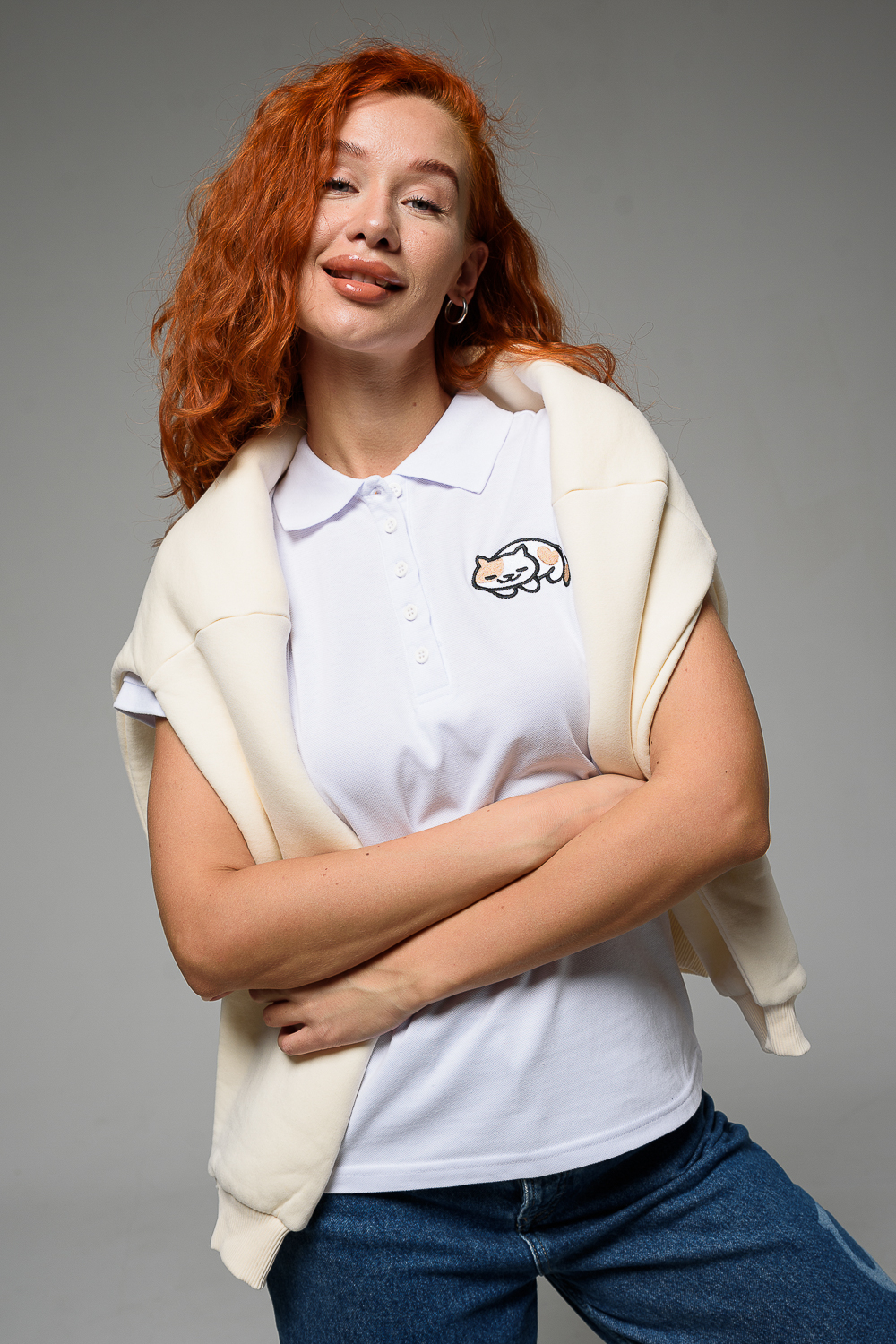 Поло Натали Суслова 8524 белый+кот - фото 6