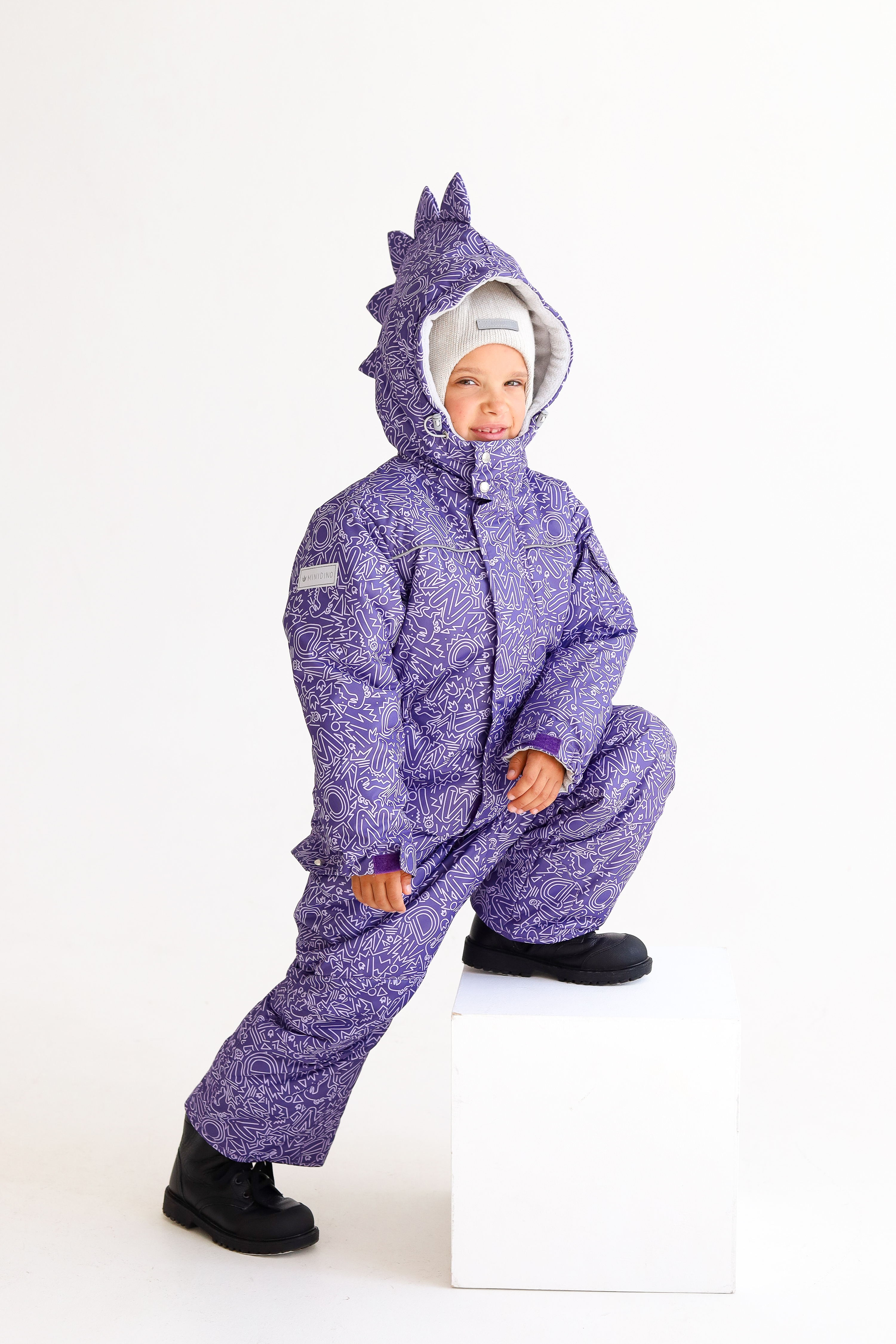 Комбинезон MINIDINO B-KOM-002/2Комбинезон детский зимний Дино принт Дудл виноград - фото 13