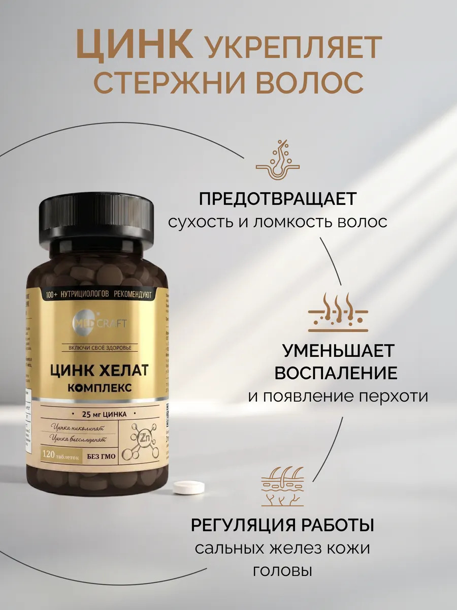 Витамины для волос от выпадения и роста MedCraft Набор 3 в 1: биотин селен цинк - фото 4