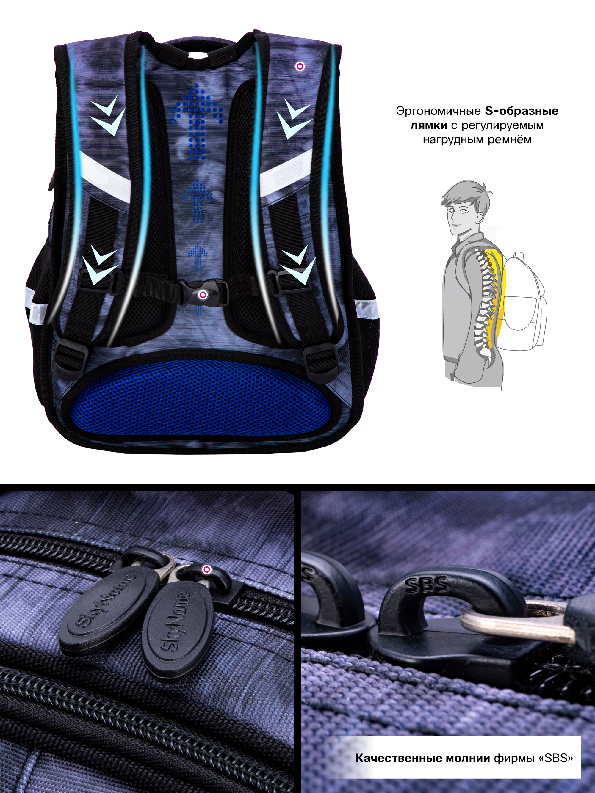 Рюкзак SkyName 1-4 класс, набор 4 в 1 - фото 11