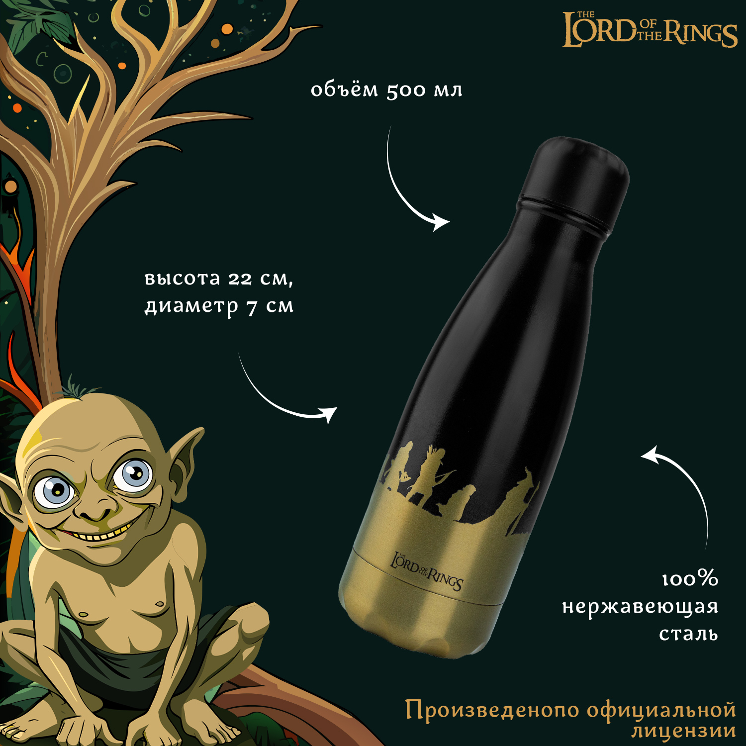 Бутылка The Lord of the Rings металлическая Братство кольца 500 мл - фото 2