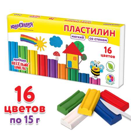 Пластилин Юнландия восковой 16 цв.