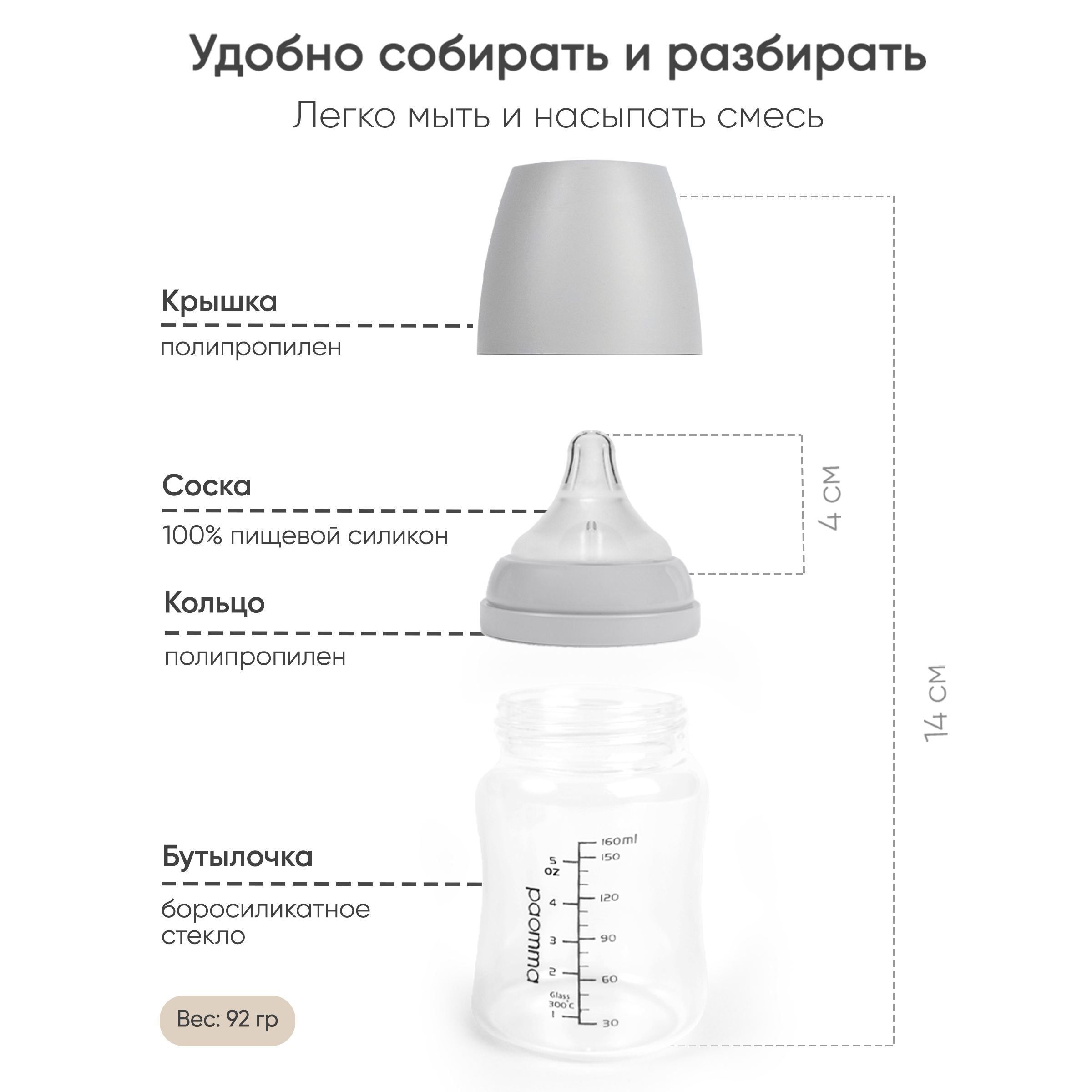 Бутылочка Paomma Anti-Colic 160 мл - фото 4