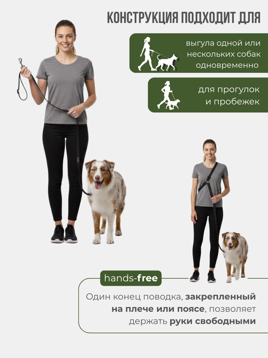 Поводок перестежка для собак Easy Pets 324 цвет Черный р-р M 2см 300см - фото 6