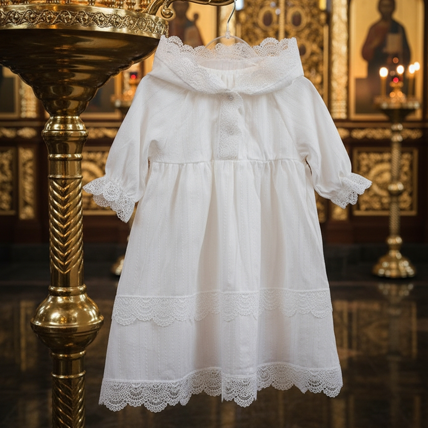 Платье крестильное LEO 7004А_молочный - фото 5