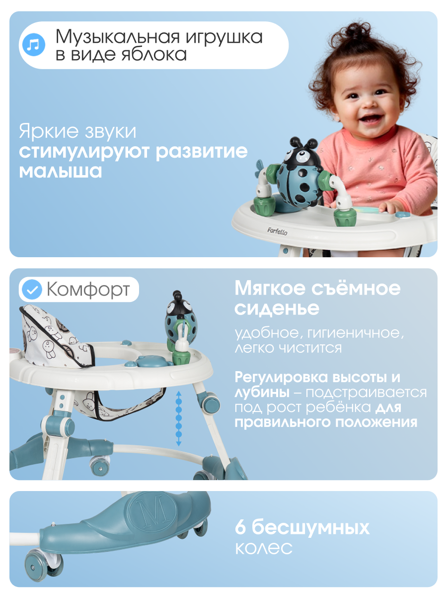 Ходунки Farfello A3 синий - фото 2