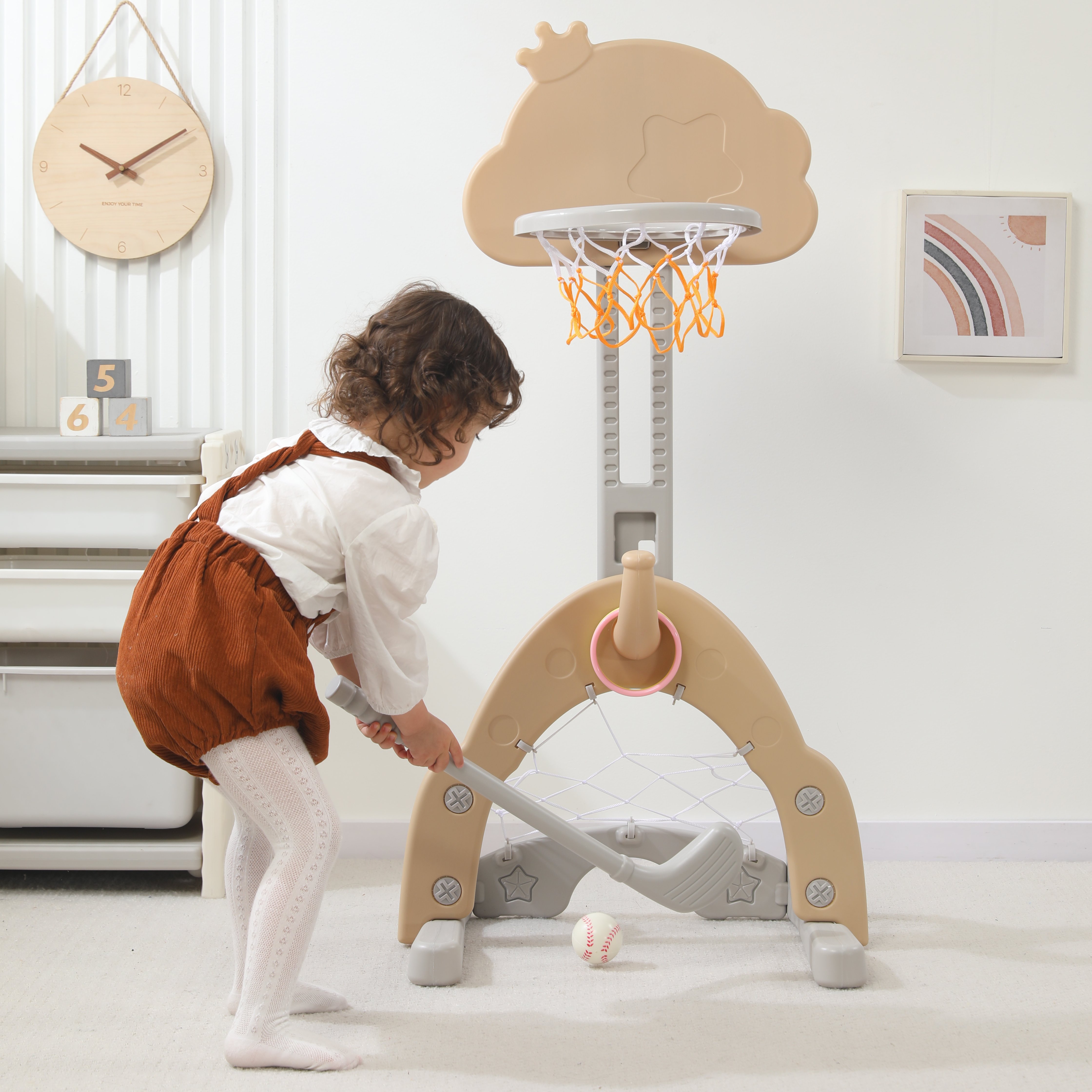Баскетбольная стойка детская UNIX Kids Star сamel 2в1 для дома и улицы хоккейные футбольные ворота - фото 10