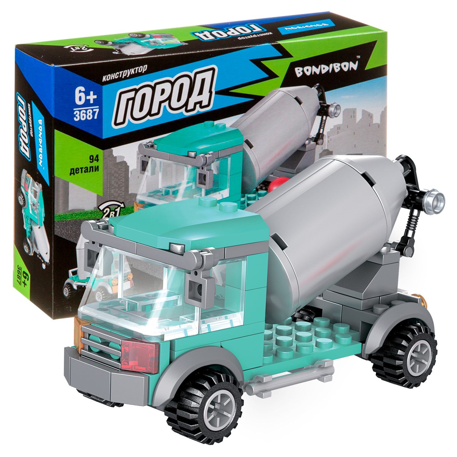 Конструктор Bondibon Город Бетономешалка 2в1 94 дет. - фото 1