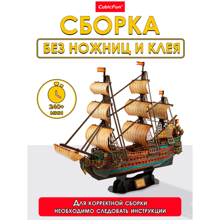 Пазл 3D CubicFun Корабль San Felipe 248 деталей
