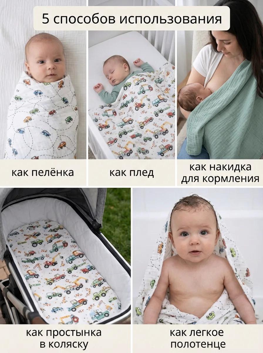 Пелёнка Сонный ежик муслиновые муслин 90х120 см 3 шт. - фото 5