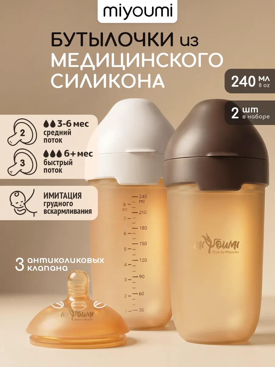 Бутылочка Miyoumi Anti-Colic 240 мл 2 шт. - фото 1