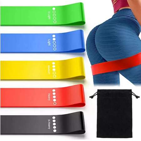 Набор из 5 фитнес резинок STRONG BODY с мешочком от 2 до 18 кг
