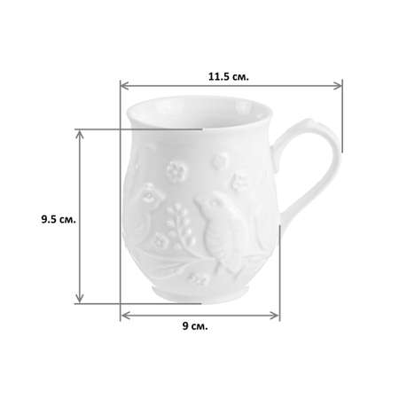 Набор кружек Elan Gallery 11.5х9х9.5 см бочонок Птички на ветке. 2 шт по 350 мл
