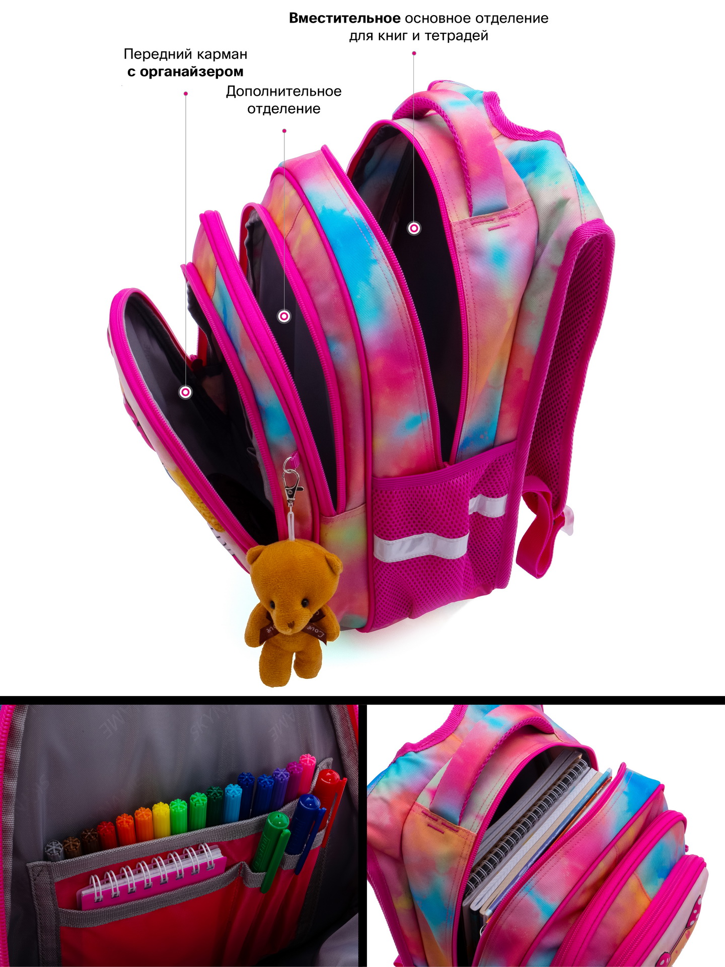 Рюкзак SkyName 17л анатомическая спинка+мишка - фото 7