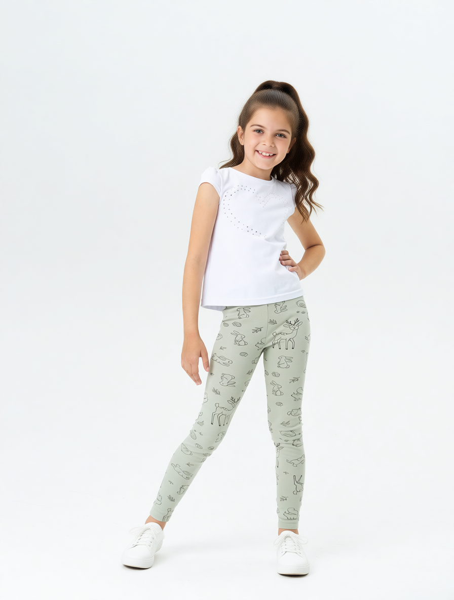 Леггинсы Персона Junior Оленята шалфей лосины - фото 1