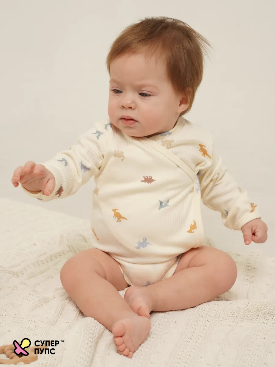 Боди 3 шт Супер Пупс нбр/3пр/бд/зап/полосатыединозавры - фото 23
