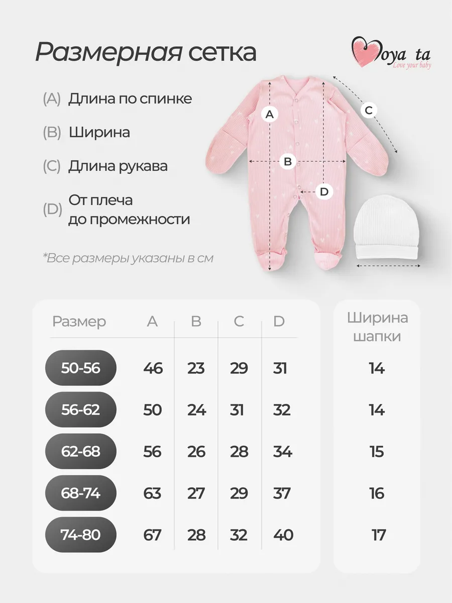 Комбинезон 2 шт Moya ta slip2_heart_pink - фото 12