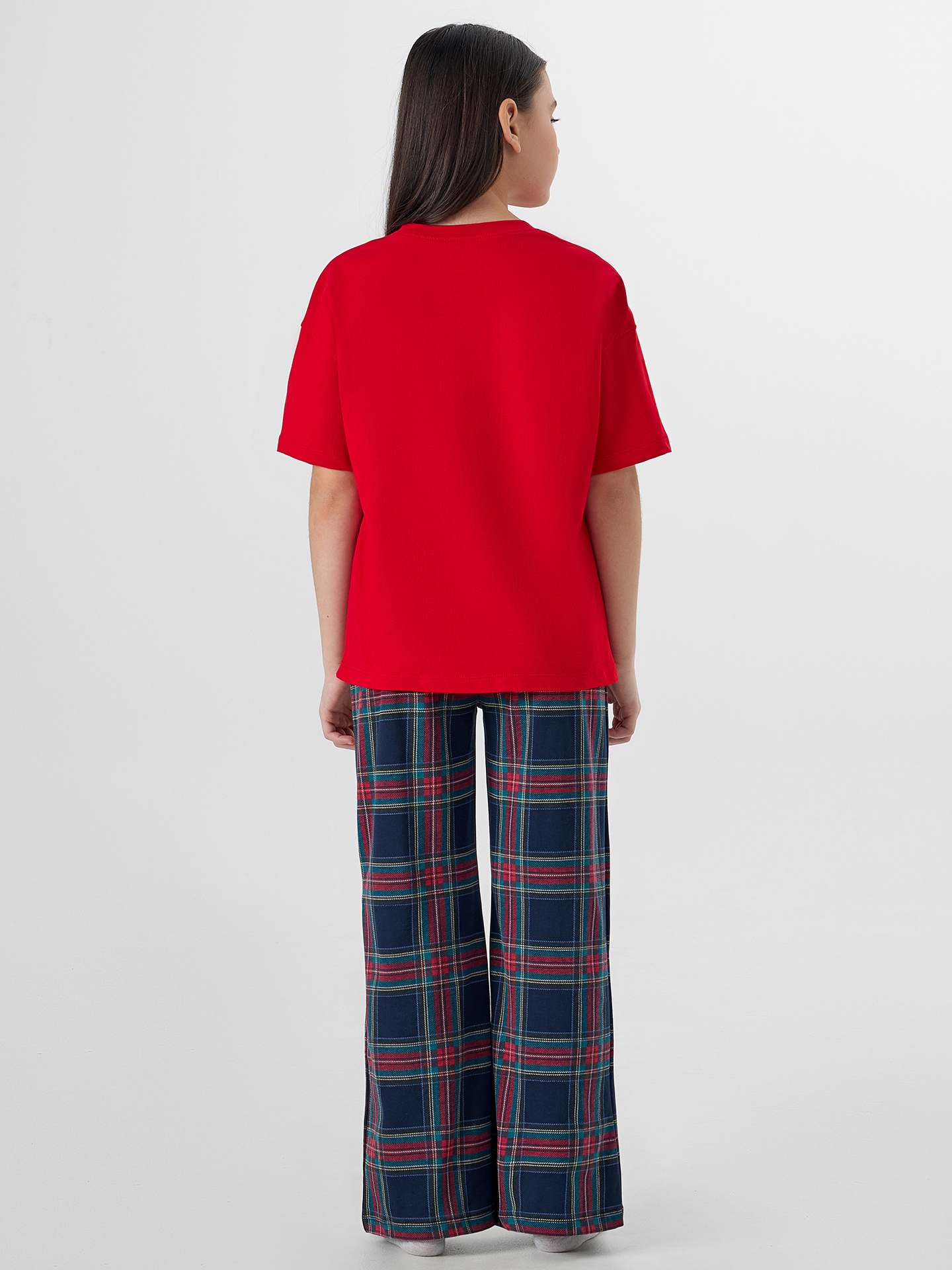 Футболка и брюки Mark Formelle (Марк Формэль) 567760/красный +клетка на т.синем - фото 2